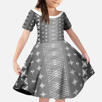 Black Samoa Malu Tattoo Inspired Kid Short Sleeve Dress - Polynesian Pride