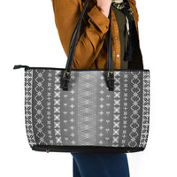 Black Samoa Malu Tattoo Inspired Leather Tote Bag LT05 - Polynesian Pride
