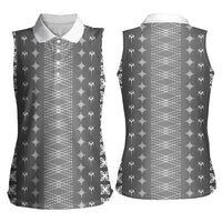 Black Samoa Malu Tattoo Inspired Women Sleeveless Polo Shirt LT05 - Polynesian Pride