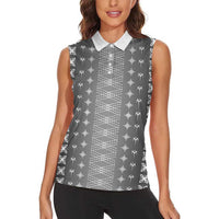 Black Samoa Malu Tattoo Inspired Women Sleeveless Polo Shirt LT05 - Polynesian Pride