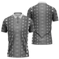 Black Samoa Malu Tattoo Inspired Zipper Polo Shirt LT05 - Polynesian Pride