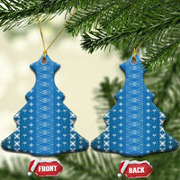 Blue Samoa Malu Tattoo Inspired Ceramic Ornament LT05 Christmas Tree Blue - Polynesian Pride