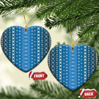 Blue Samoa Malu Tattoo Inspired Ceramic Ornament LT05 Heart Blue - Polynesian Pride
