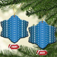 Blue Samoa Malu Tattoo Inspired Ceramic Ornament LT05 Snow Flake Blue - Polynesian Pride