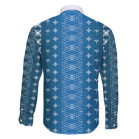 Blue Samoa Malu Tattoo Inspired Family Matching Long Sleeve Bodycon Dress and Hawaiian Shirt LT05 - Polynesian Pride