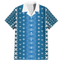 Blue Samoa Malu Tattoo Inspired Family Matching Off The Shoulder Long Sleeve Dress and Hawaiian Shirt - Polynesian Pride