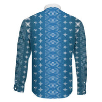 Blue Samoa Malu Tattoo Inspired Family Matching Off Shoulder Maxi Dress and Hawaiian Shirt LT05 - Polynesian Pride