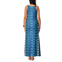 Blue Samoa Malu Tattoo Inspired Family Matching Tank Maxi Dress and Hawaiian Shirt LT05 - Polynesian Pride