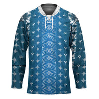 Blue Samoa Malu Tattoo Inspired Hockey Jersey LT05 Unisex Blue - Polynesian Pride