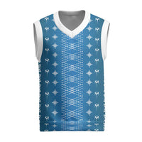 Blue Samoa Malu Tattoo Inspired Christmas Knitted V-Neck Vest LT05 Blue - Polynesian Pride