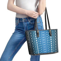 Blue Samoa Malu Tattoo Inspired Leather Tote Bag LT05 - Polynesian Pride