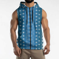Blue Samoa Malu Tattoo Inspired Sleeveless Zip Hoodie LT05 - Polynesian Pride