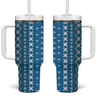 Blue Samoa Malu Tattoo Inspired Tumbler With Handle LT05 One Size: 40 oz Blue - Polynesian Pride