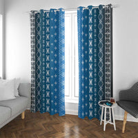 Blue Samoa Malu Tattoo Inspired Window Curtain - Polynesian Pride