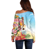 National Ukulele Day Off Shoulder Sweater Tropical Vibe
