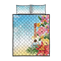 National Ukulele Day Quilt Bed Set Tropical Vibe
