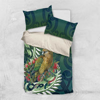 New Zealand Kea Bird Bedding Set With Maori Koru Fern - Polynesian Pride