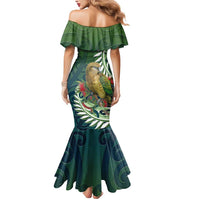 New Zealand Kea Bird Mermaid Dress With Maori Koru Fern - Polynesian Pride