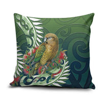 New Zealand Kea Bird Pillow Cover With Maori Koru Fern LT05 Green - Polynesian Pride