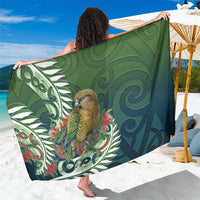 New Zealand Kea Bird Sarong With Maori Koru Fern LT05 One Size 44 x 66 inches Green - Polynesian Pride