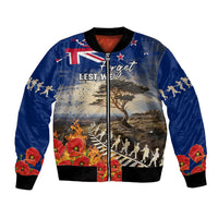 New Zealand ANZAC Day Bomber Jacket The Lonesome Pine With Soldier Fern LT05 Unisex Blue - Polynesian Pride