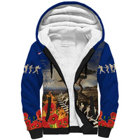 New Zealand ANZAC Day Sherpa Hoodie The Lonesome Pine With Soldier Fern LT05 Unisex Blue - Polynesian Pride