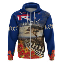 New Zealand ANZAC Day Zip Hoodie The Lonesome Pine With Soldier Fern LT05 Zip Hoodie Blue - Polynesian Pride