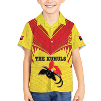 Papua New Guinea Rugby Custom Family Matching Mermaid Dress and Hawaiian Shirt Kumuls Heritage LT05 Son's Shirt Yellow - Polynesian Pride