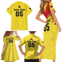 Papua New Guinea Rugby Custom Family Matching Short Sleeve Bodycon Dress and Hawaiian Shirt Kumuls Heritage LT05 - Polynesian Pride