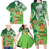 Aloha Hawaii St Patrick's Day Family Matching Long Sleeve Bodycon Dress and Hawaiian Shirt Polynesian Style LT05 - Polynesian Pride