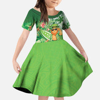 Aloha Hawaii St Patrick's Day Family Matching Summer Maxi Dress and Hawaiian Shirt Polynesian Style LT05 Daughter's Dress Green - Polynesian Pride