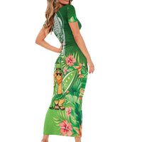 Aloha Hawaii St Patrick's Day Short Sleeve Bodycon Dress Polynesian Style