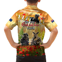 Australia And New Zealand ANZAC Day Family Matching Long Sleeve Bodycon Dress and Hawaiian Shirt Kangaroo And Kiwi Bird Soldiers Lest We Forget LT05 - Polynesian Pride