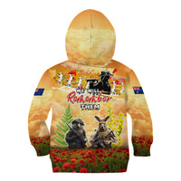 Australia And New Zealand ANZAC Day Kid Hoodie Kangaroo And Kiwi Bird Soldiers Lest We Forget LT05 - Polynesian Pride