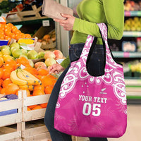 New Zealand Fern Women Rugby Custom Grocery Bag Pink Maori Pattern