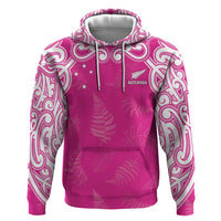 New Zealand Fern Women Rugby Custom Hoodie Pink Maori Pattern