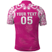 New Zealand Fern Women Rugby Custom Polo Shirt Pink Maori Pattern