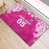 New Zealand Fern Women Rugby Custom Rubber Doormat Pink Maori Pattern