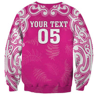 New Zealand Fern Women Rugby Custom Sweatshirt Pink Maori Pattern