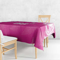 New Zealand Fern Women Rugby Custom Tablecloth Pink Maori Pattern