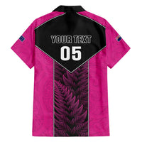 New Zealand Fern Rugby Custom Family Matching Summer Maxi Dress and Hawaiian Shirt Pink Maori Pattern