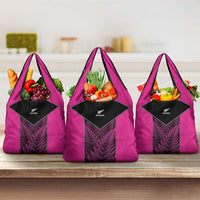 New Zealand Fern Rugby Grocery Bag Pink Maori Pattern
