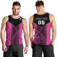 New Zealand Fern Rugby Custom Men Tank Top Pink Maori Pattern