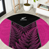 New Zealand Fern Rugby Round Carpet Pink Maori Pattern