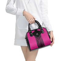 New Zealand Fern Rugby Shoulder Handbag Pink Maori Pattern