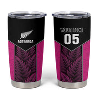 New Zealand Fern Rugby Custom Tumbler Cup Pink Maori Pattern