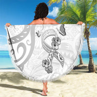 Brain Cancer Awareness Beach Blanket Ribbon Polynesian Pattern
