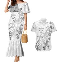 Personalised Brain Cancer Awareness Couples Matching Mermaid Dress and Hawaiian Shirt Ribbon Polynesian Pattern