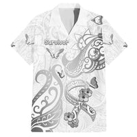 Personalised Brain Cancer Awareness Family Matching Off Shoulder Short Dress and Hawaiian Shirt Ribbon Polynesian Pattern