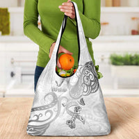 Brain Cancer Awareness Grocery Bag Ribbon Polynesian Pattern